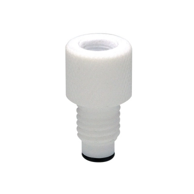 Ace Glass Adapter, #50 Ace-ThredandTrade; To 1/8in FNPT, 11/32in Drill-Thru, Nylon 5844-24