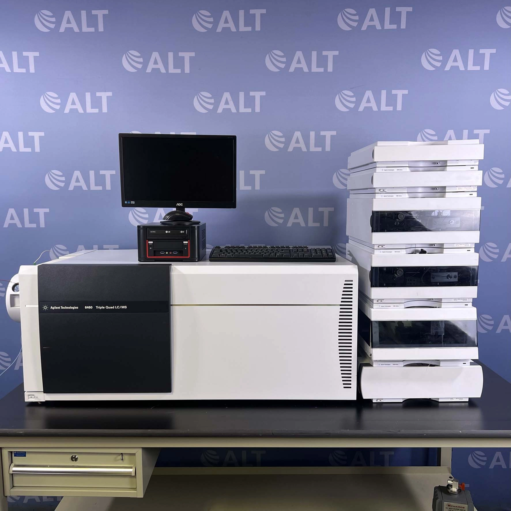 Agilent G6460C Triple Quad LC/MS with 1260/1290 HPLC: G7167A MultiSampler, K1316C TCC, (2) K1312B Bin Pump Clinical Ed., and G1379B Degasser