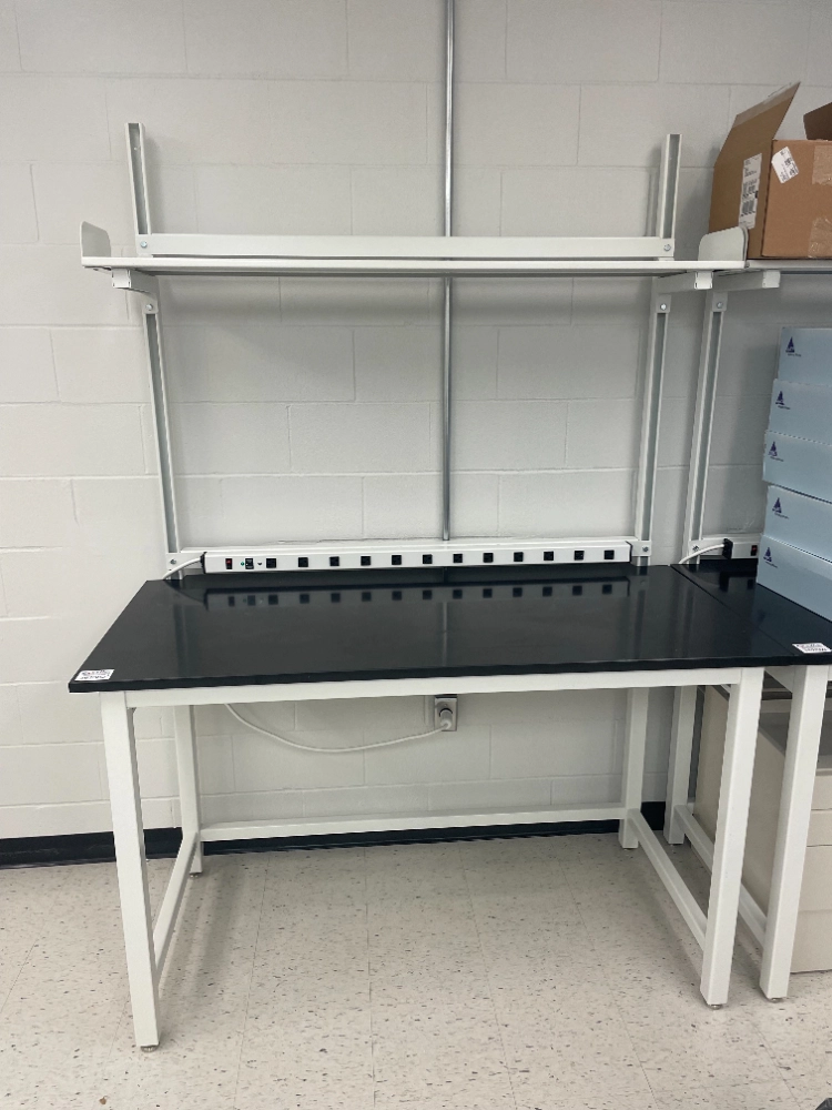 Kewaunee 5' Stationary Lab Bench w/ Upper Mounted Shelving | LabX.com