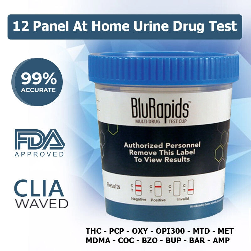 12 Panel At Home At Home Urine Drug Test Cup , Blu