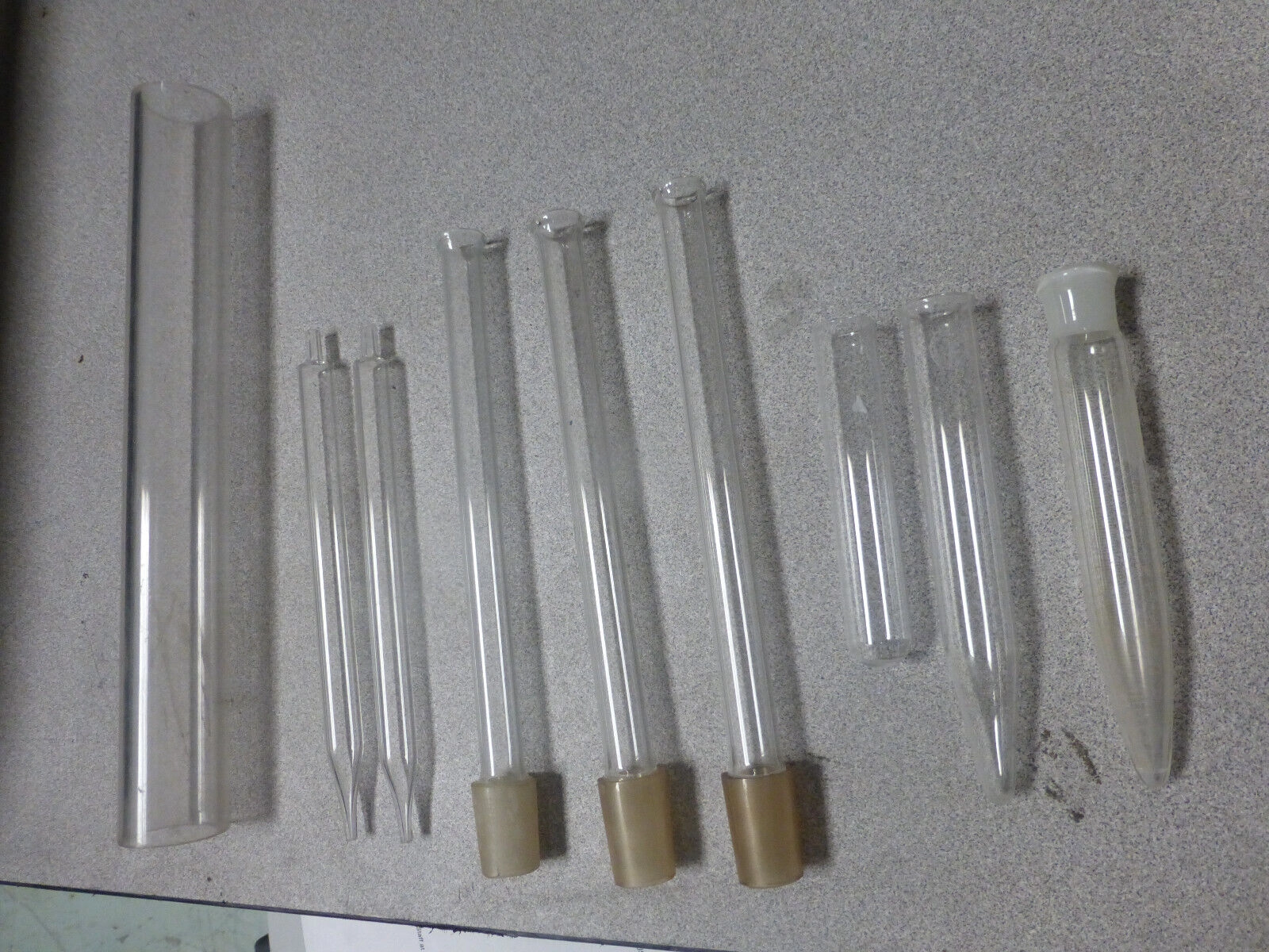 LAB GLASSWARE - LOT OF 8 TEST TUBES AND ONE TUBE C