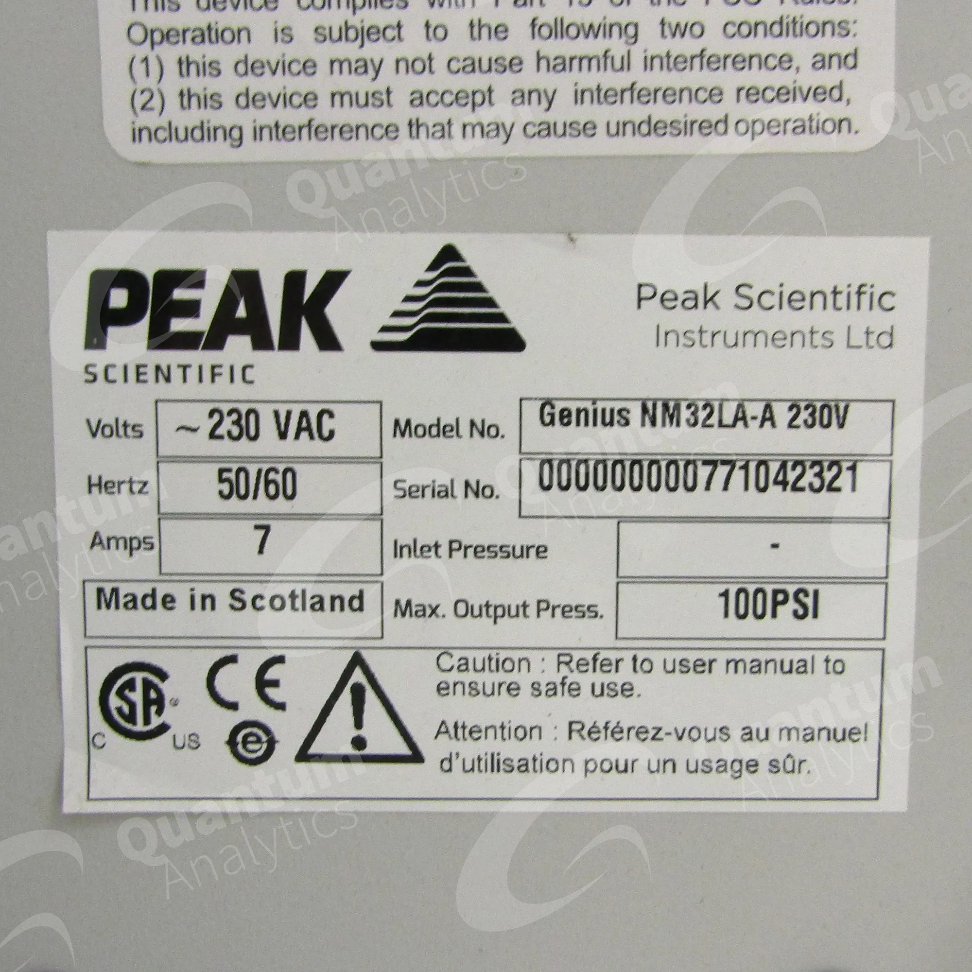 Peak Scientific Genius NM32LA