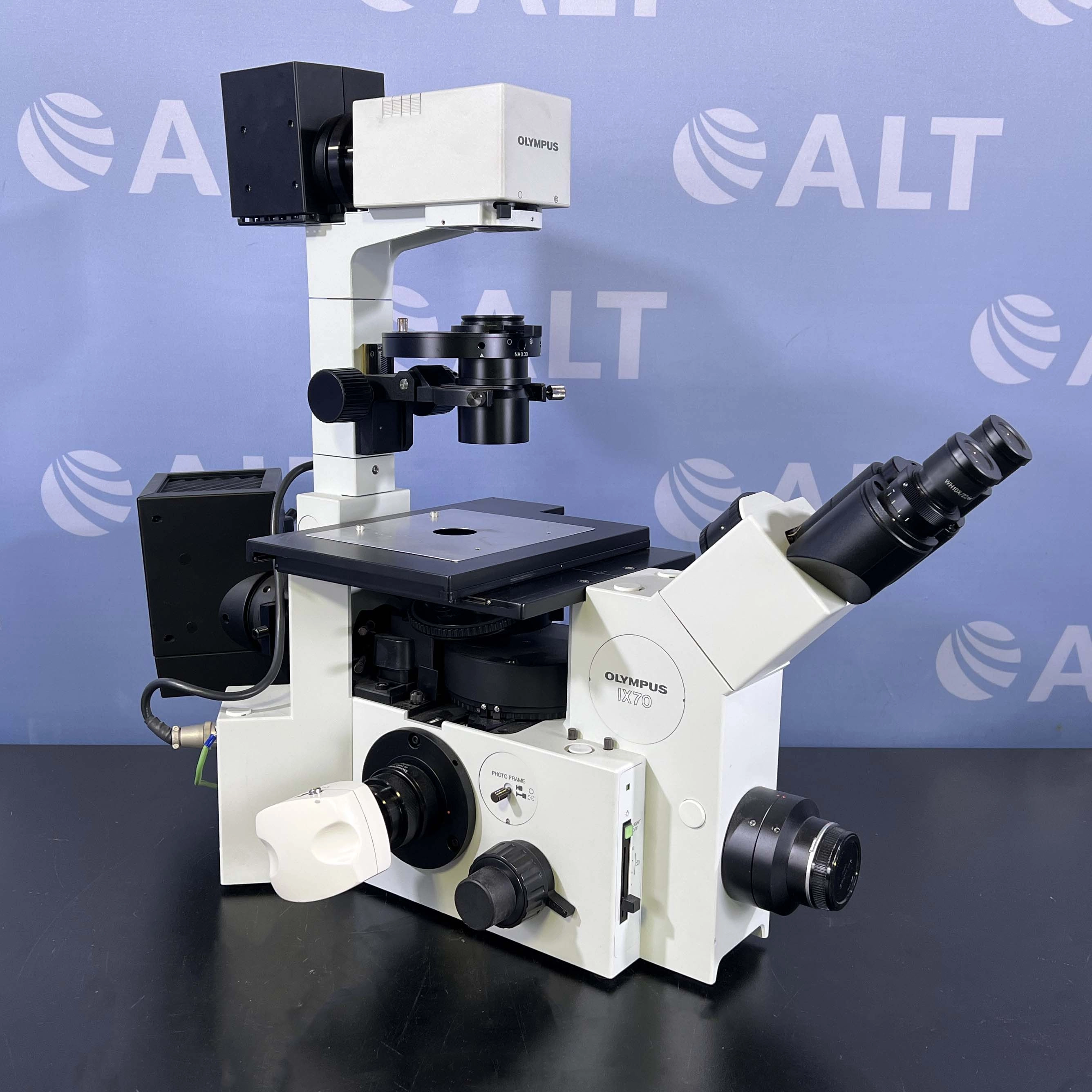 Olympus IX70-S1F2 Microscope With Boyce Scientific Model M-100T Power Supply And VWR Vistavision Camera