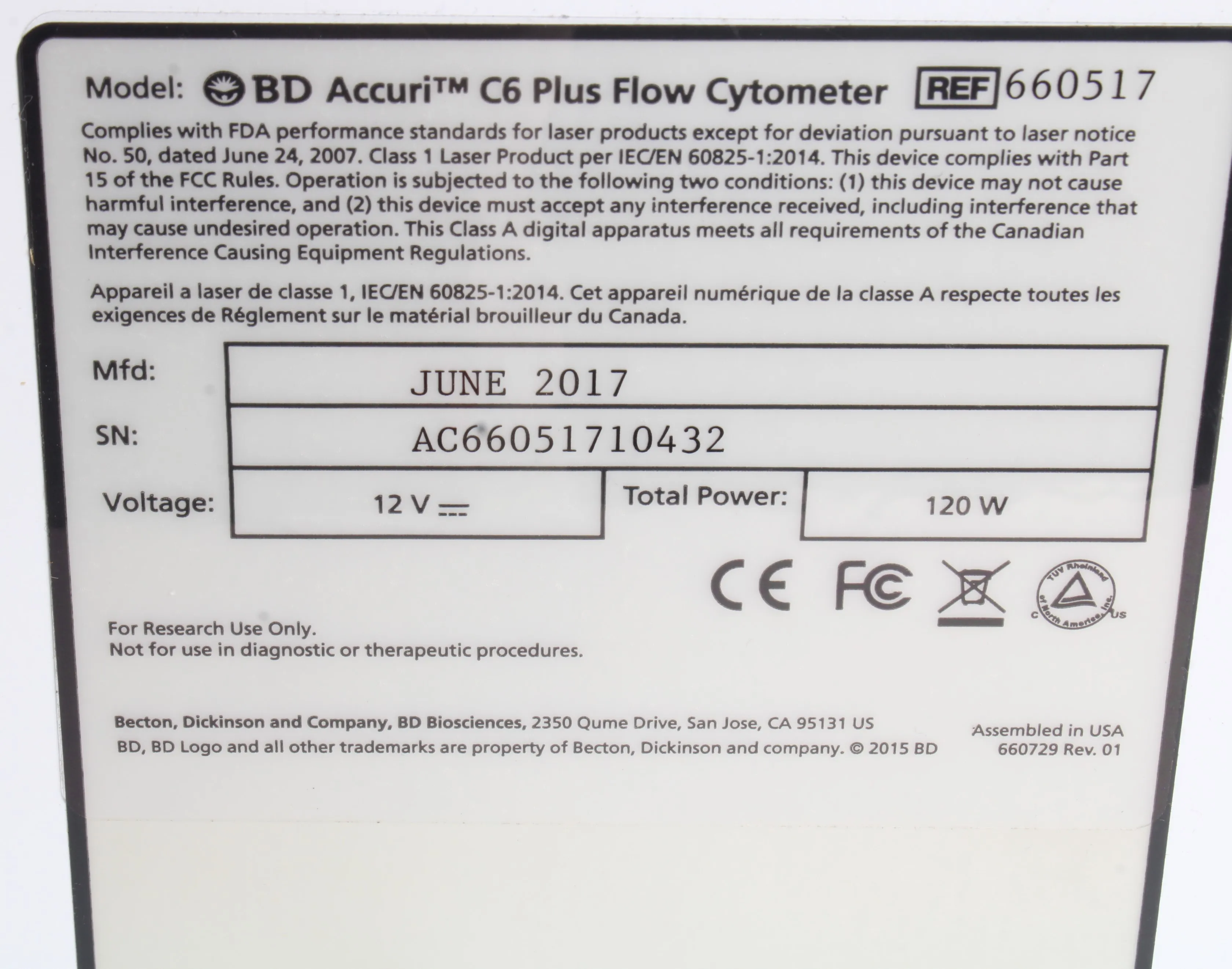 BD Accuri C6 Plus Flow Cytometer + CSampler Plus 660519, 660517 W/ Accessories