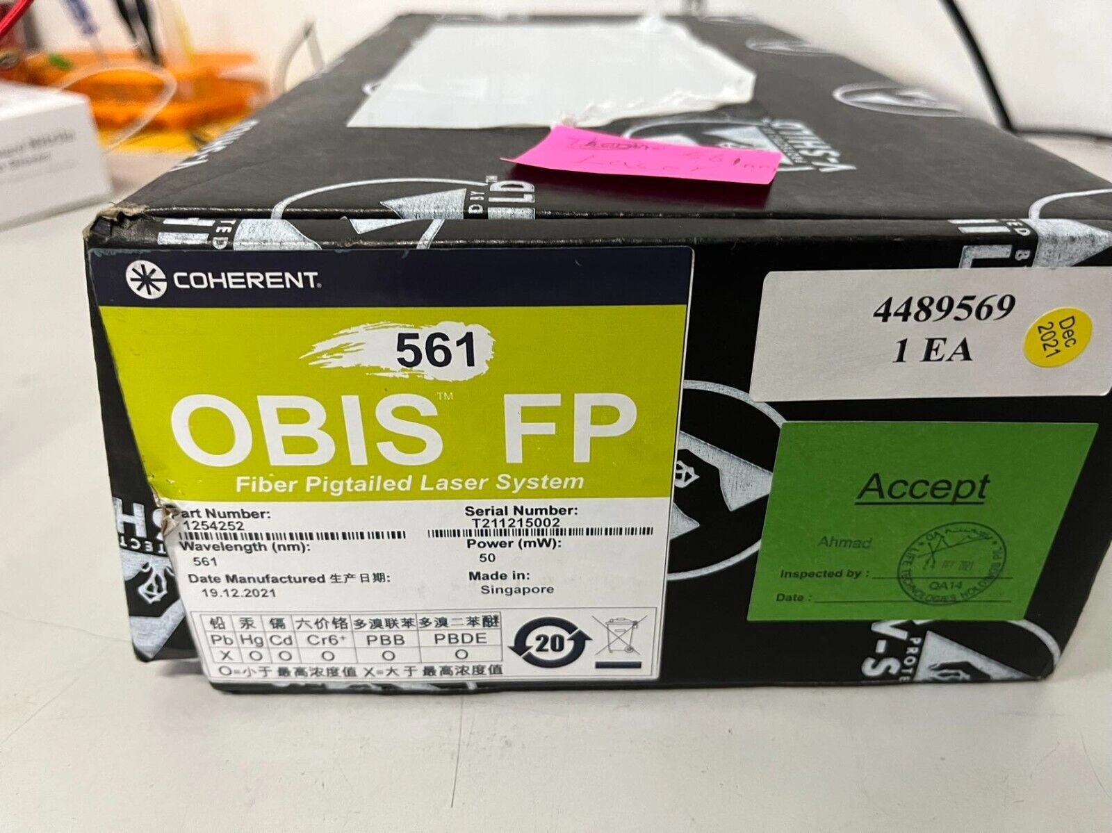 Coherent OBIS LP 561 nm Fiber Laser System for Fis