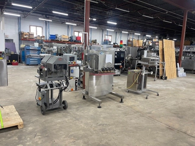 Packing line  CREMER 1220 12 LANE TABLET/CAPSULE Counter. George Gordon Desiccant Inserter. Lakso Model 52 Single Head Station Cottoner.  NJM CLI Unicap 150 Cappe. Enercon 2KW Induction Cap Heat Sealer CTM Labeling Machinery w/ 2 Stainless Steel 36" Accumulation Turntables (2) Turntables Stainless Steel 42"Accumulation