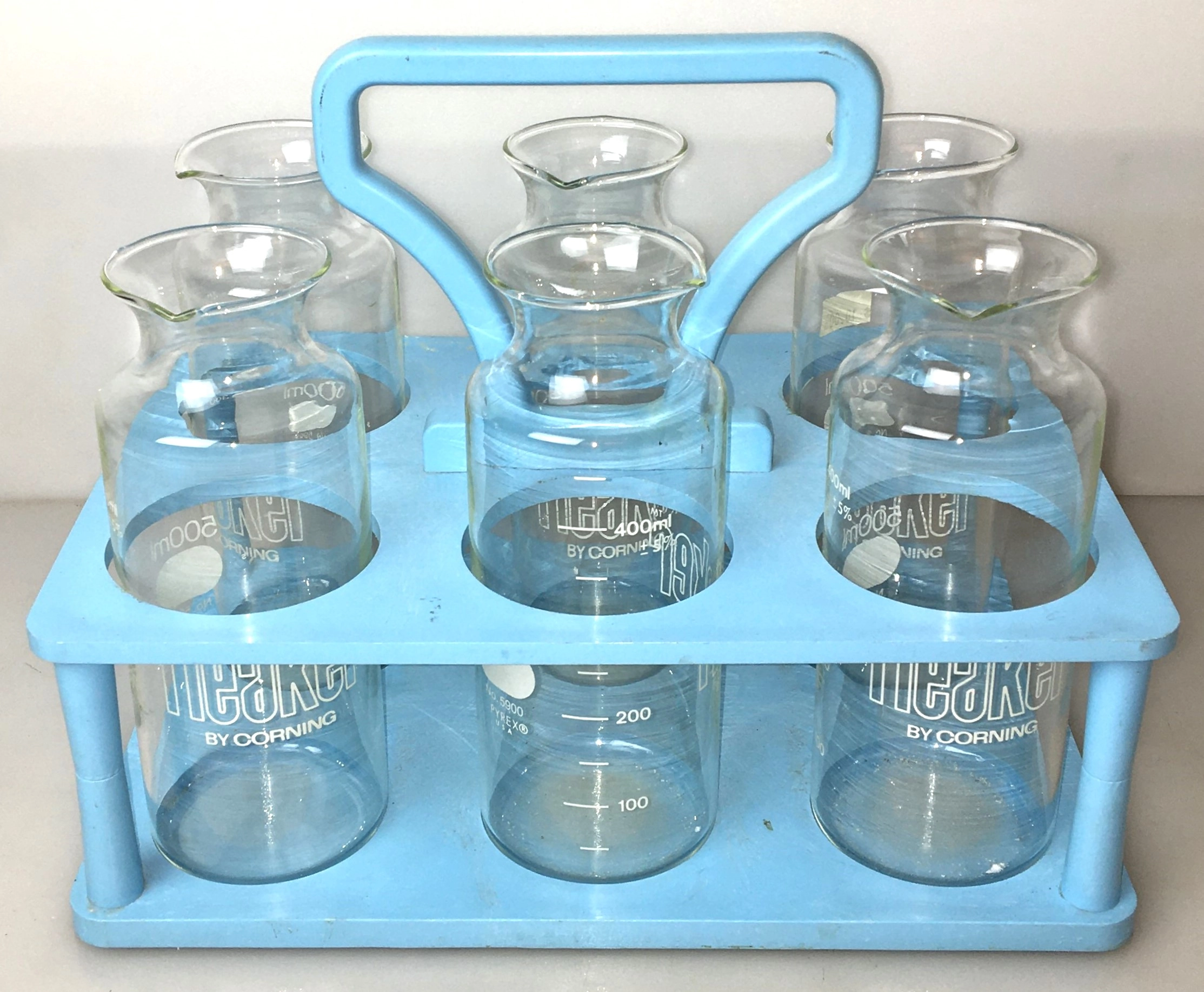 Corning PYREX 5900-500 Fleakers with Rack (Set of 6)