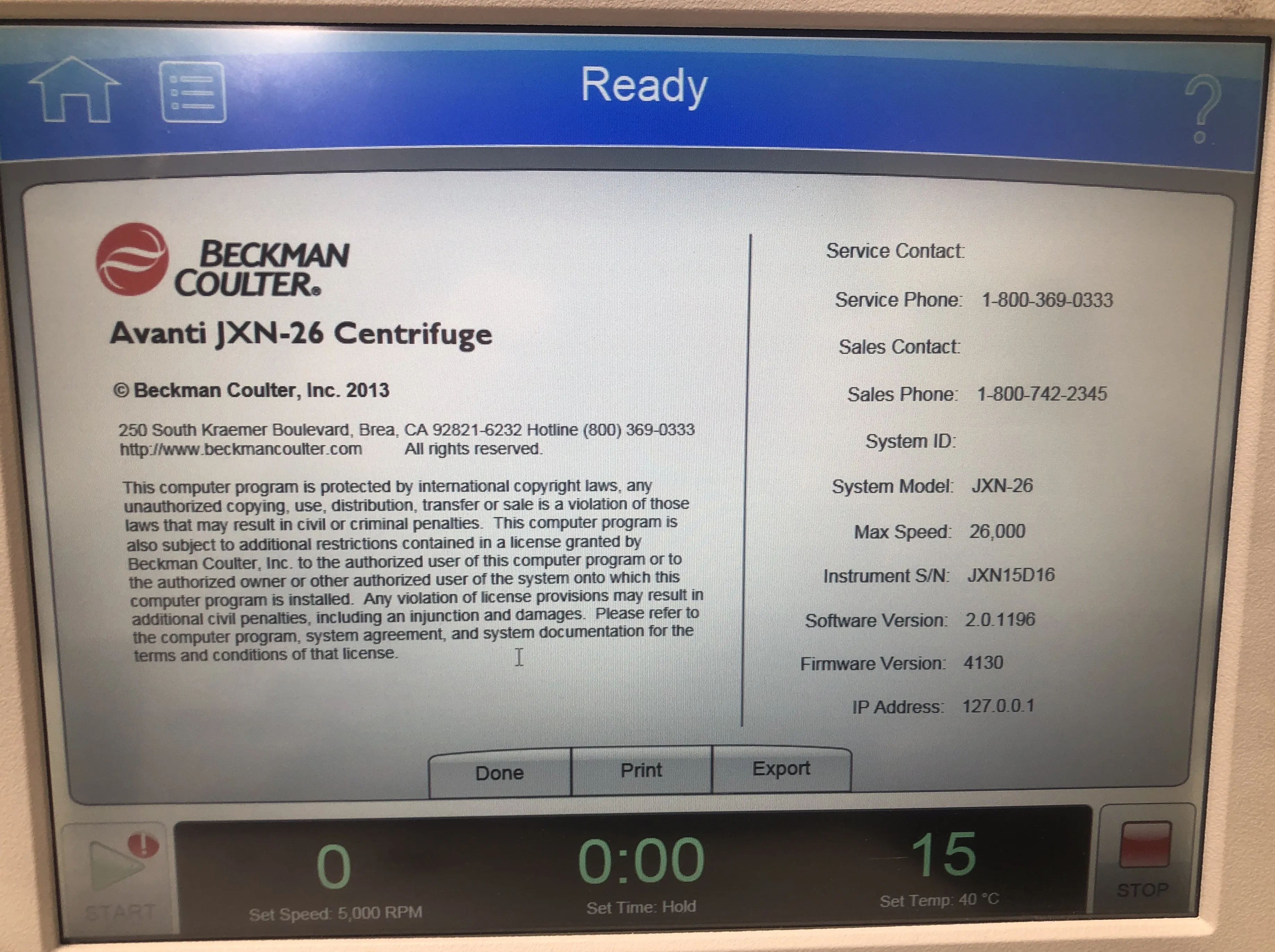 Beckman Coulter B38619 Avanti JXN26 Floor Centrifuge With Rotor JLA8.