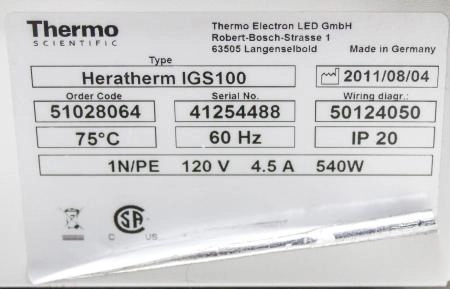 Thermo Heratherm IGS100 General Protocol Microbiological Incubator ...