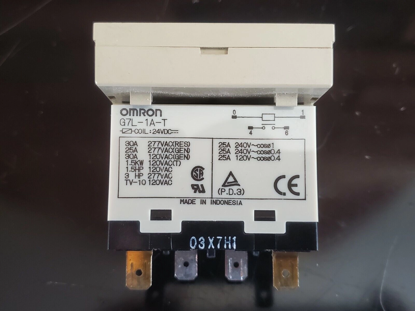 Omron G7L-1A-T All Purpose Relay 24VDC w/ Base