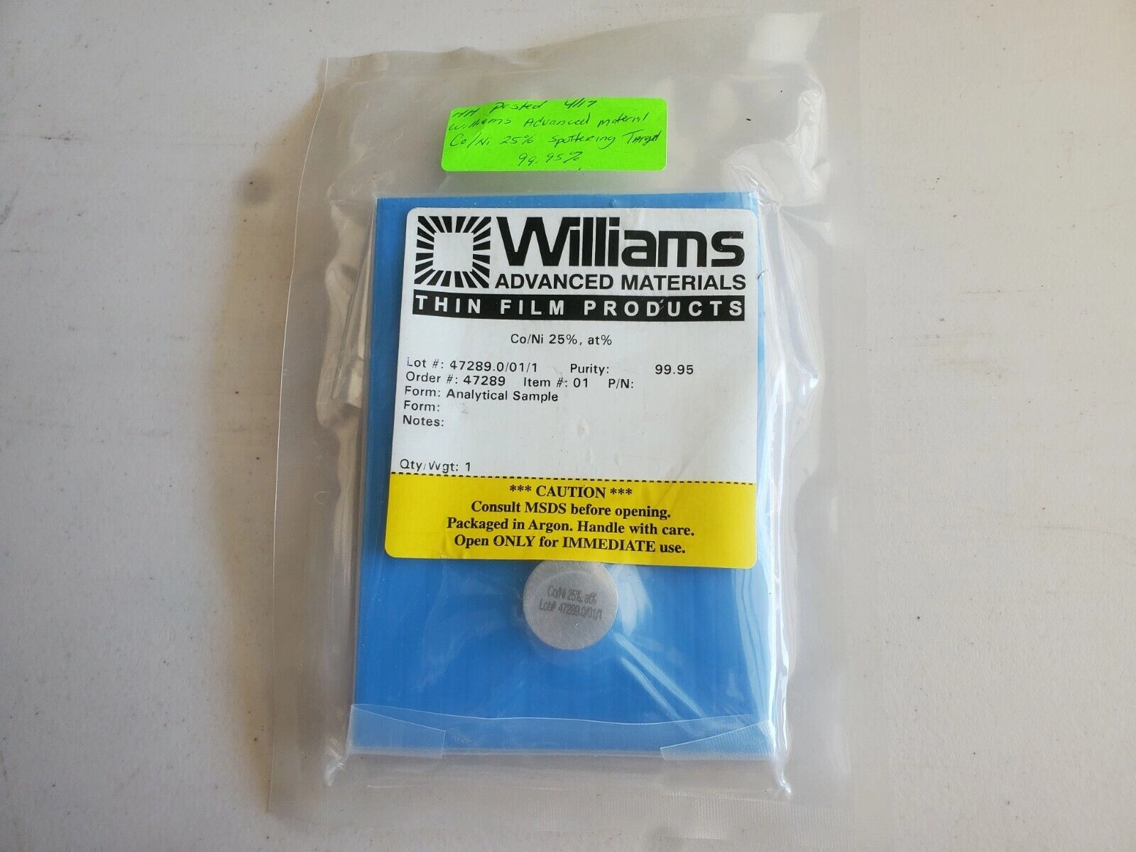 Williams Advanced Materials Co/Ni 25% 47289.0/01/1