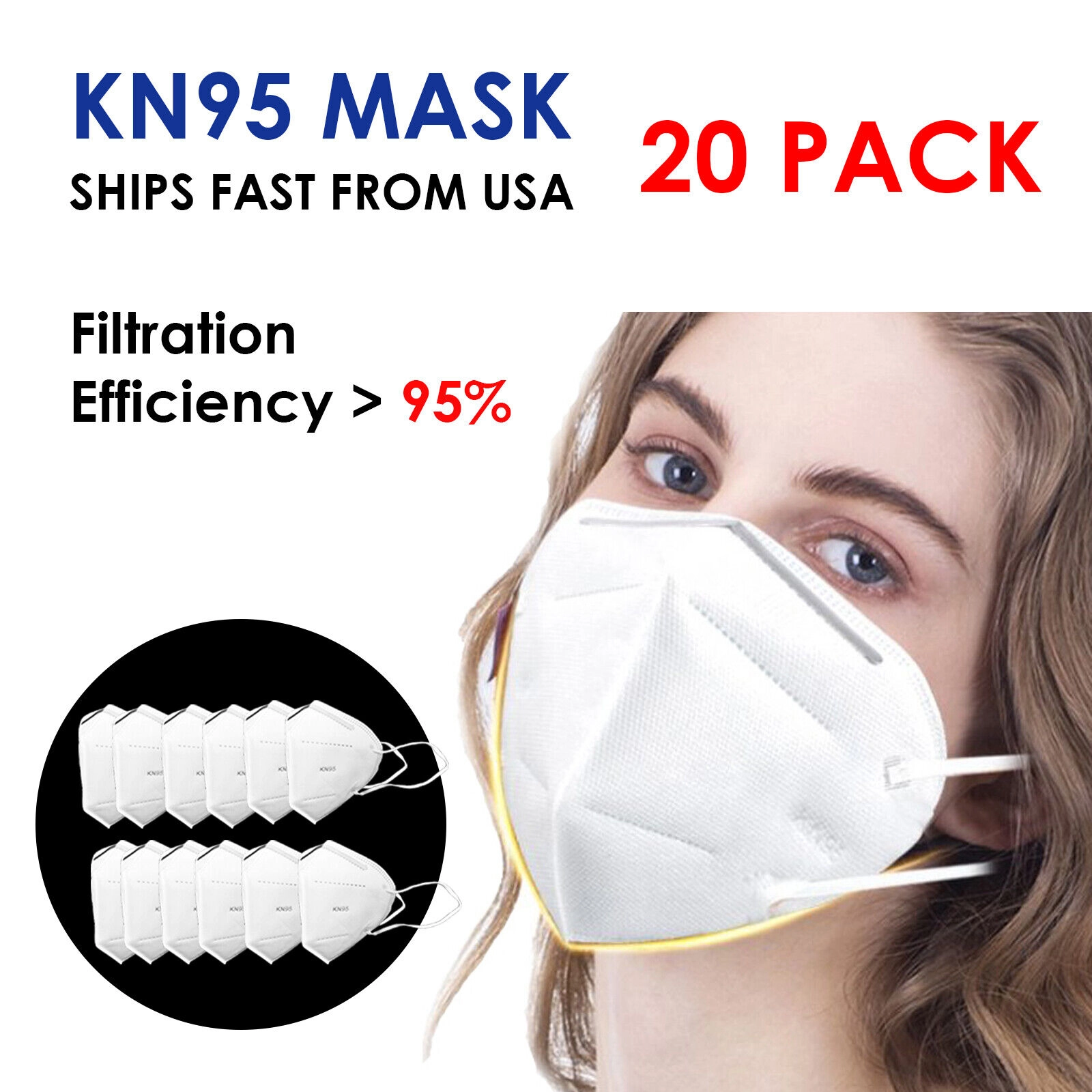 KN95 Face Mask Protective Mouth Nose Respirator Co