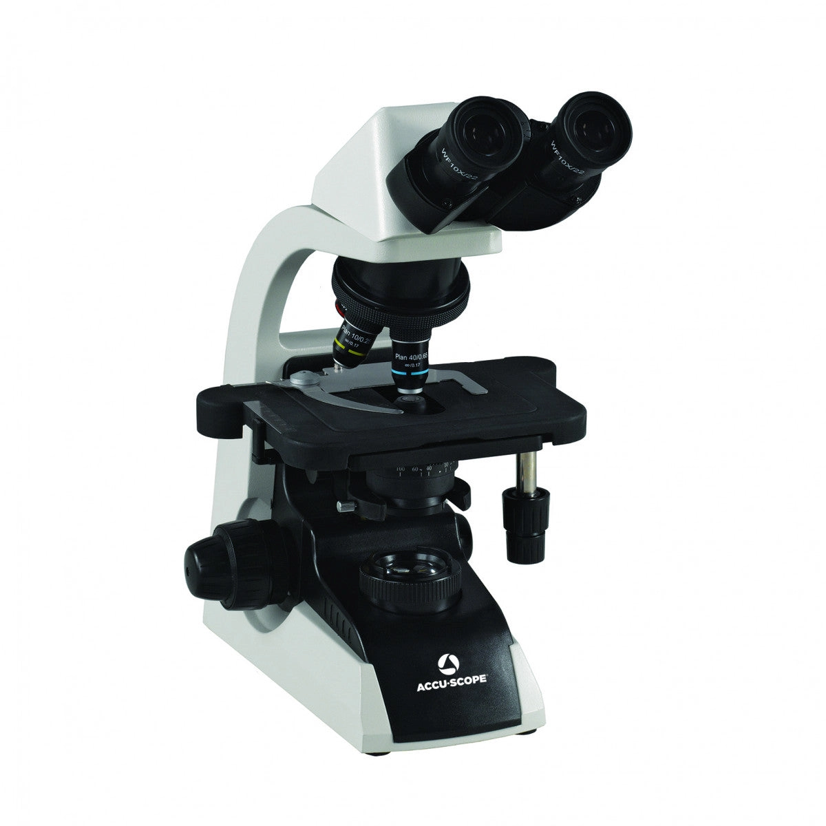 Accu-Scope 3012-LED Series Microscope with 4X, 10x, 40x, 100x Oil Infinity Plan Achromat Objectives