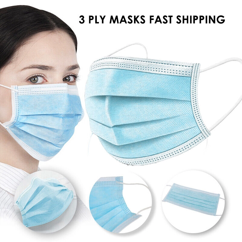 3-Ply Disposable Face Masks Packs of 5-500 Masks