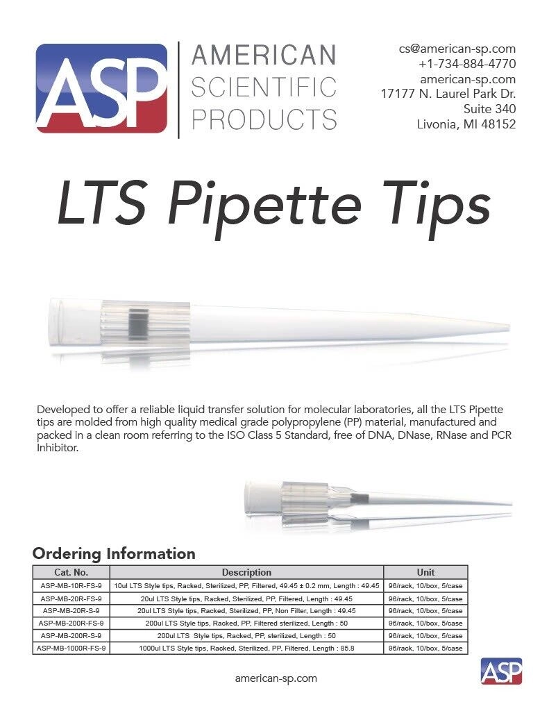American Scientific Products LTS Pipette Tips - 20