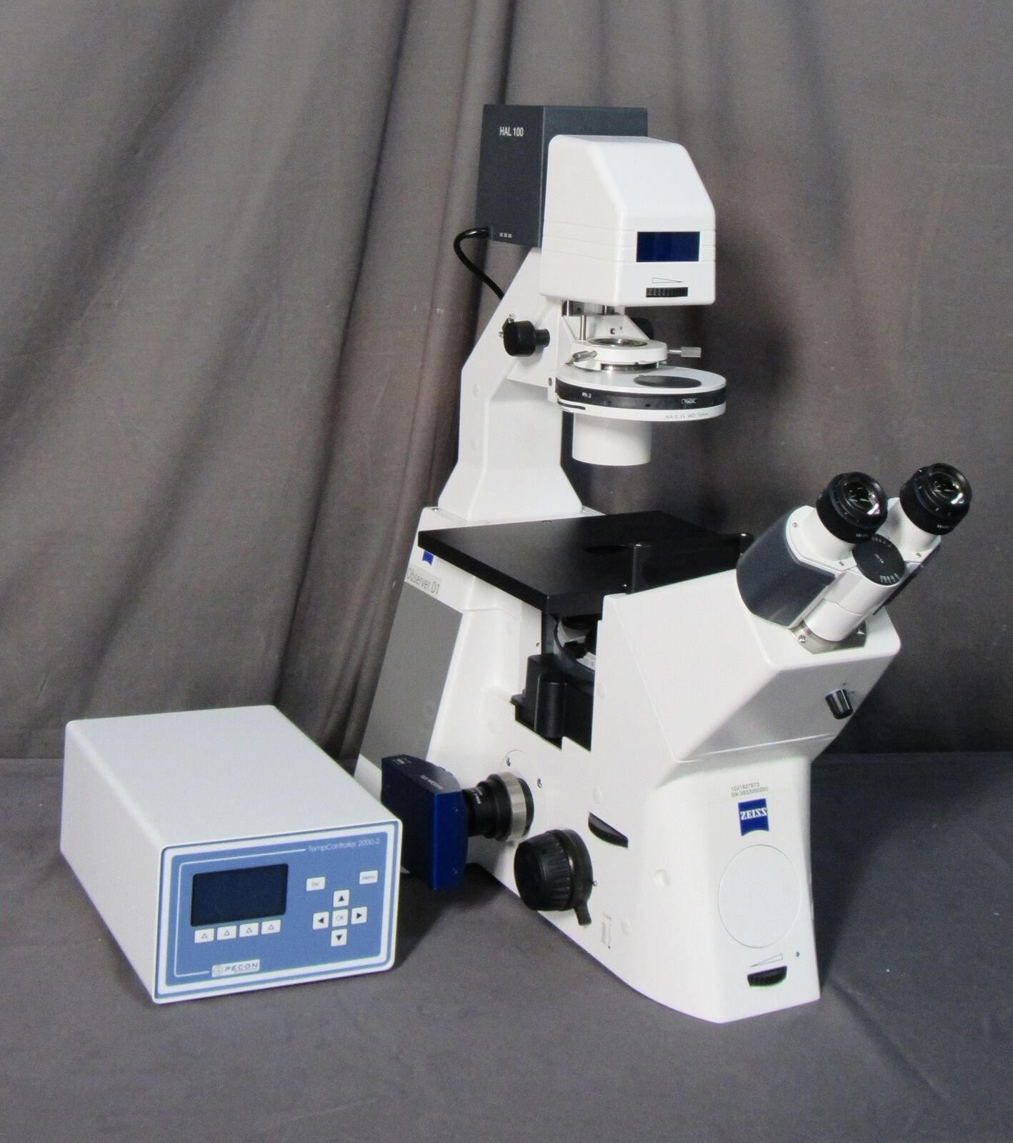 Zeiss AXIO OBSERVER.D1 DIC/Phase Contrast Inverted Fluor Microscope & Objectives