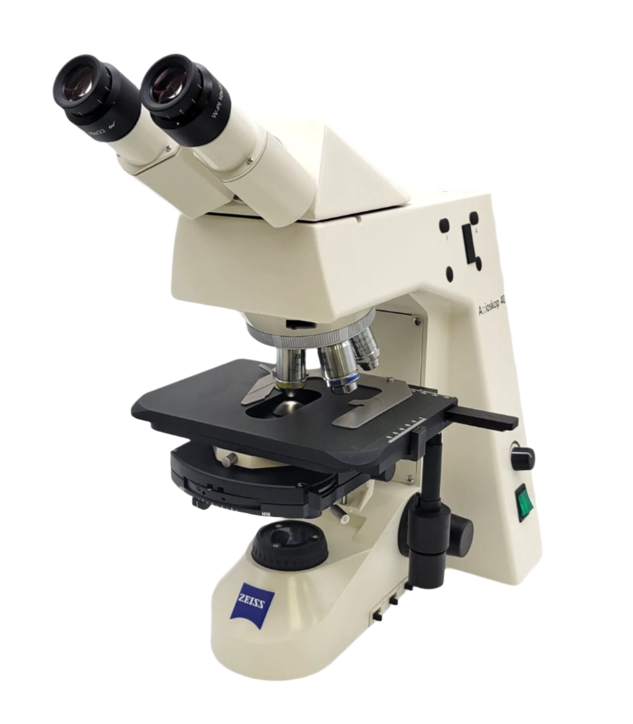 Zeiss Microscope Axioskop 40 with Phase Contrast and 10x, 40x, 100x