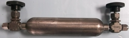 SWAGELOK SAMPLE CYLINDER 300 CC, MONEL, DOT-SP7458 1800, 06M536607, M-HDF4-300 BOT, SD101251, 09-0