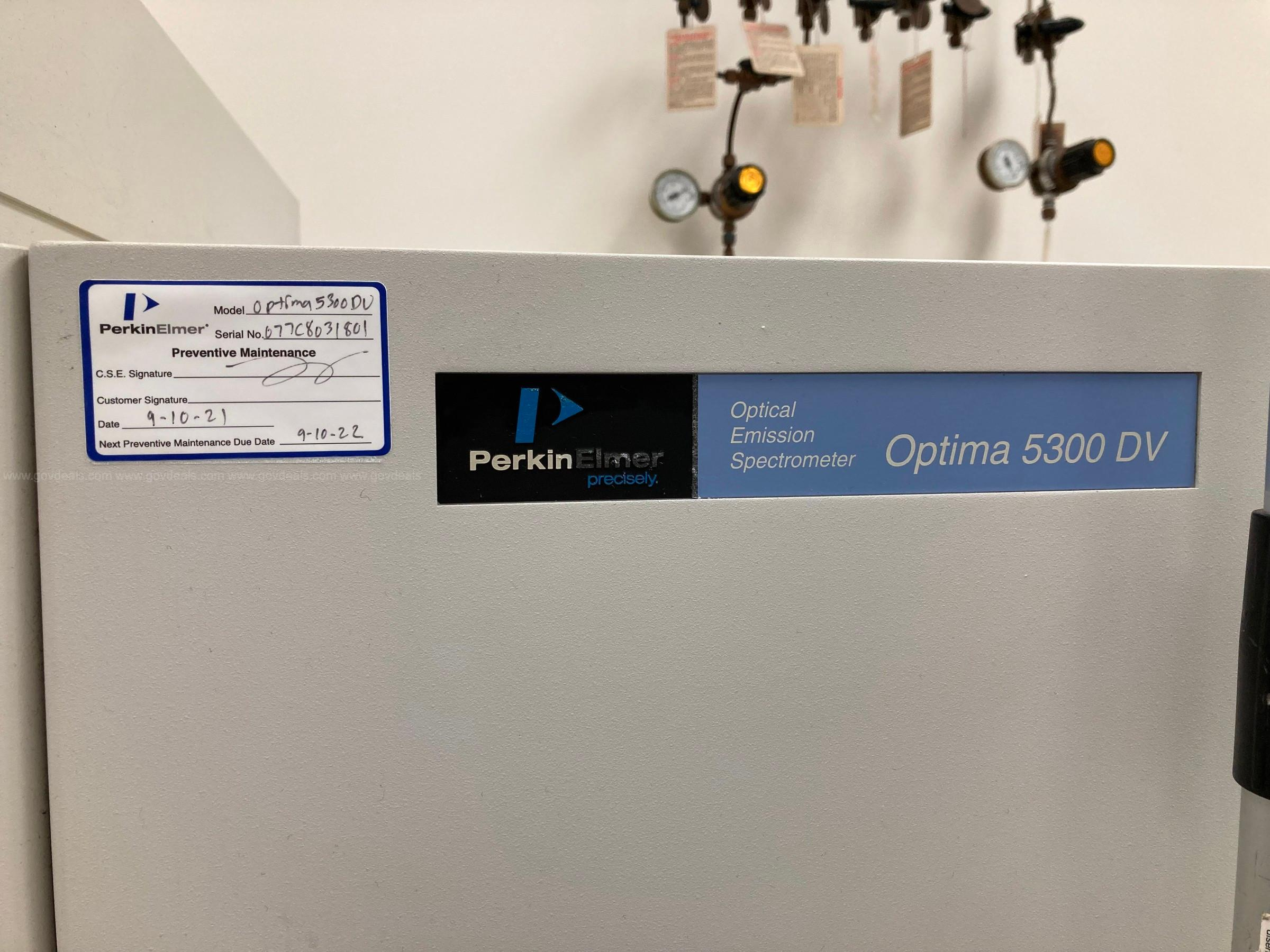 Perkin Elmer Optima 5300 ICP-OES metals instrument, autosampler, and Chiller