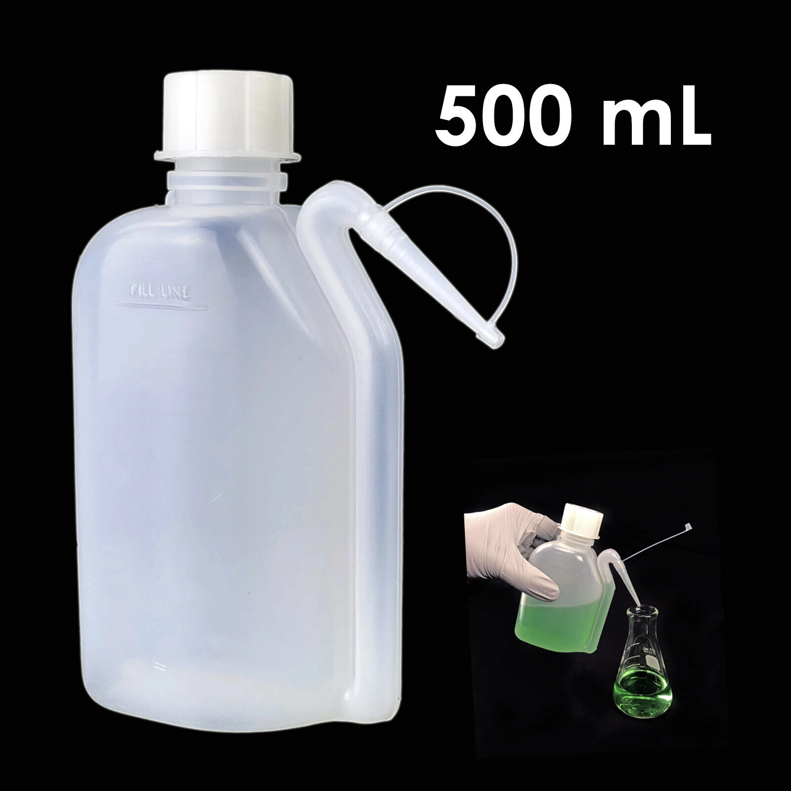 500 mL Capacity LDPE Squeeze Wash Bottles, W/ Inte