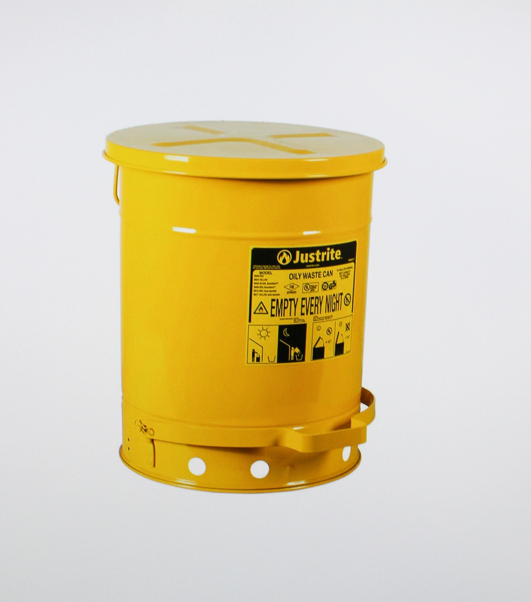 Justrite 10 Gallon Oily Waste Can, Yellow 09301 - 3376422