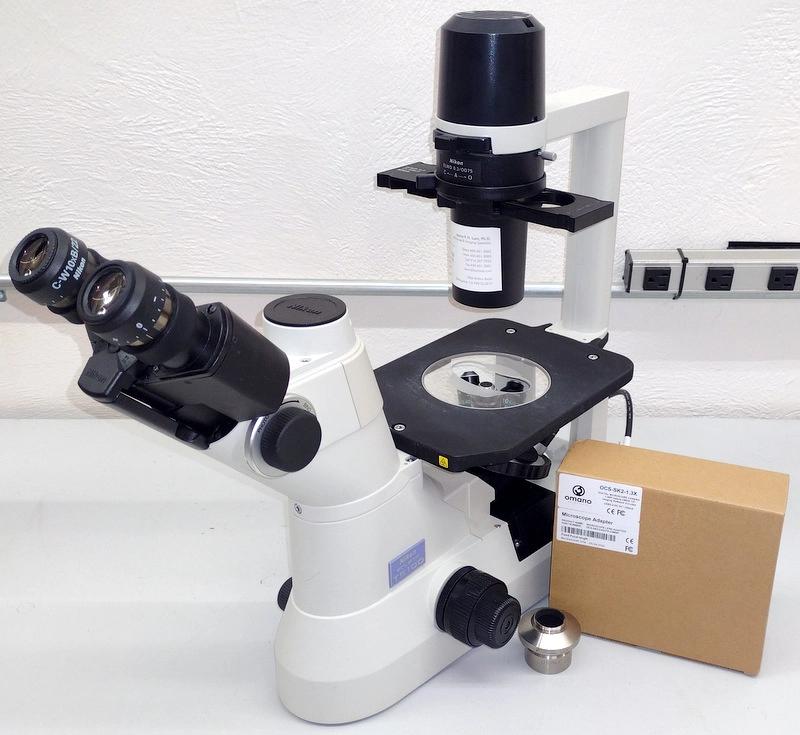 Nikon Eclipse TS100 Inverted Phase Contrast Microscope - Trino w/ Camera &amp; LED Light Source