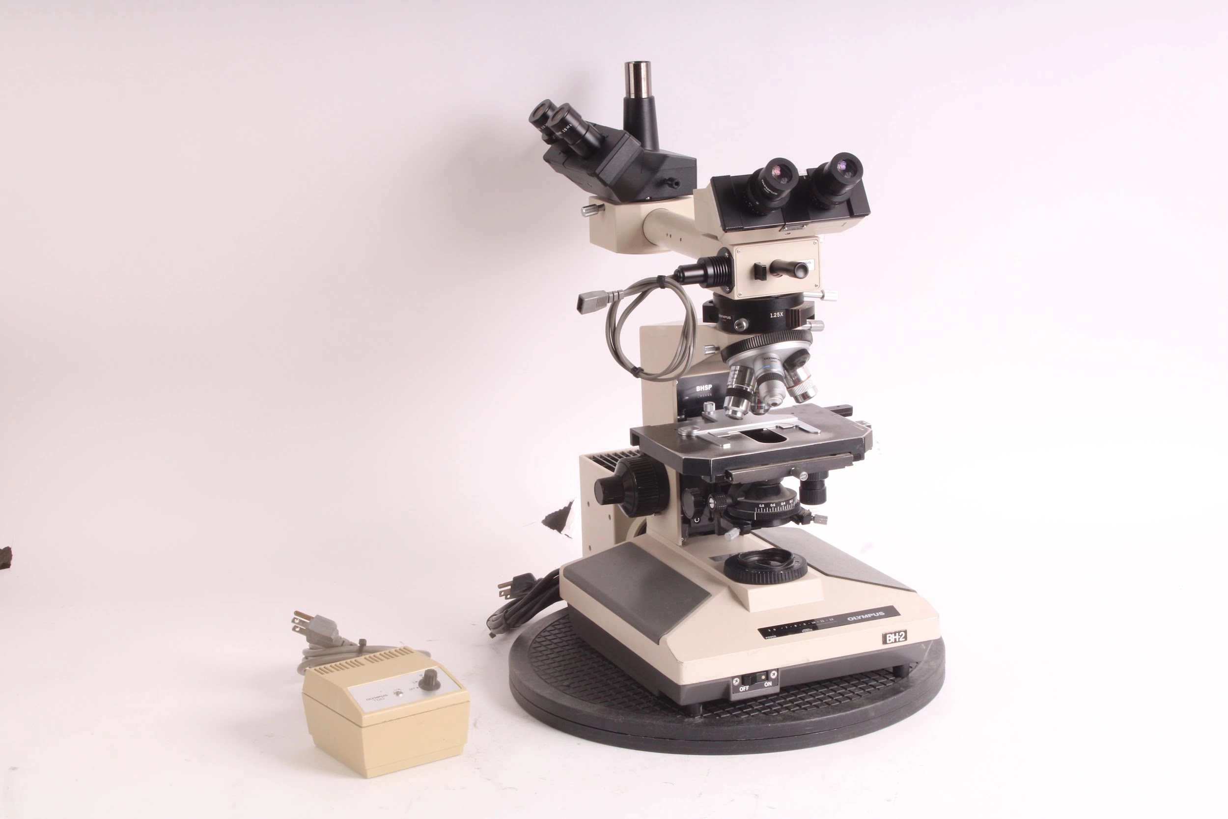 Olympus BH-2 Microscope W/ 4x Objectives, Olympus TDO Light, AC Power Cord