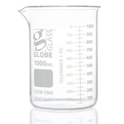 Globe Scientific 2000mL Beaker, Globe Glass, Low Form Griffin Style, Heavy Duty, Dual BOX/4 8022000