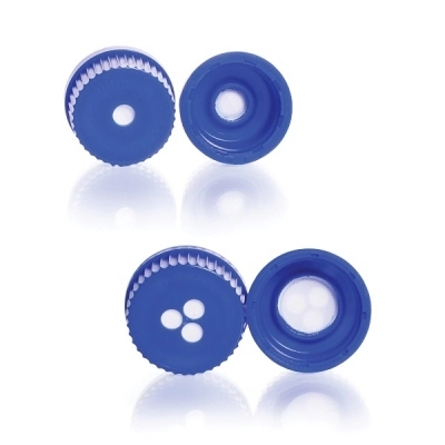 Ace Glass Cap, Gl80, Blue Polypropylene, Open-Top, Ptfe Membrane, CS/2 7629-80