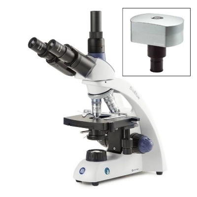 Globe Scientific BioBlue Trinocular Microscope SMP, 4/10/S40/S100x Oil Obj. W/Camera EBB-4253-DC18