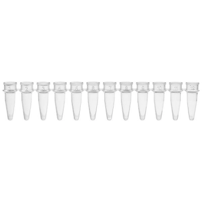 Globe Scientific 0.2mL 12-Strip Tubes, No Caps, Natural BOX/80 PCR-02S-12