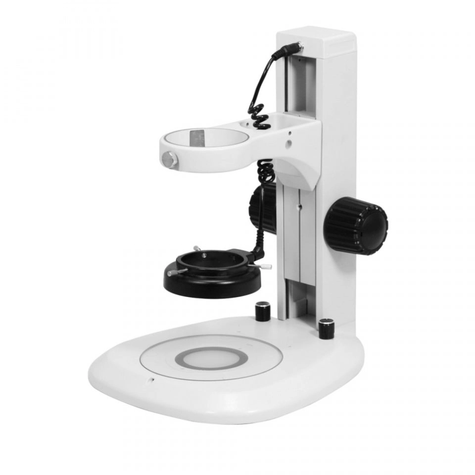 Munday Microscope Track Stand | 76mm Coarse Focus Rack | LED Ring Light (Dimmable)