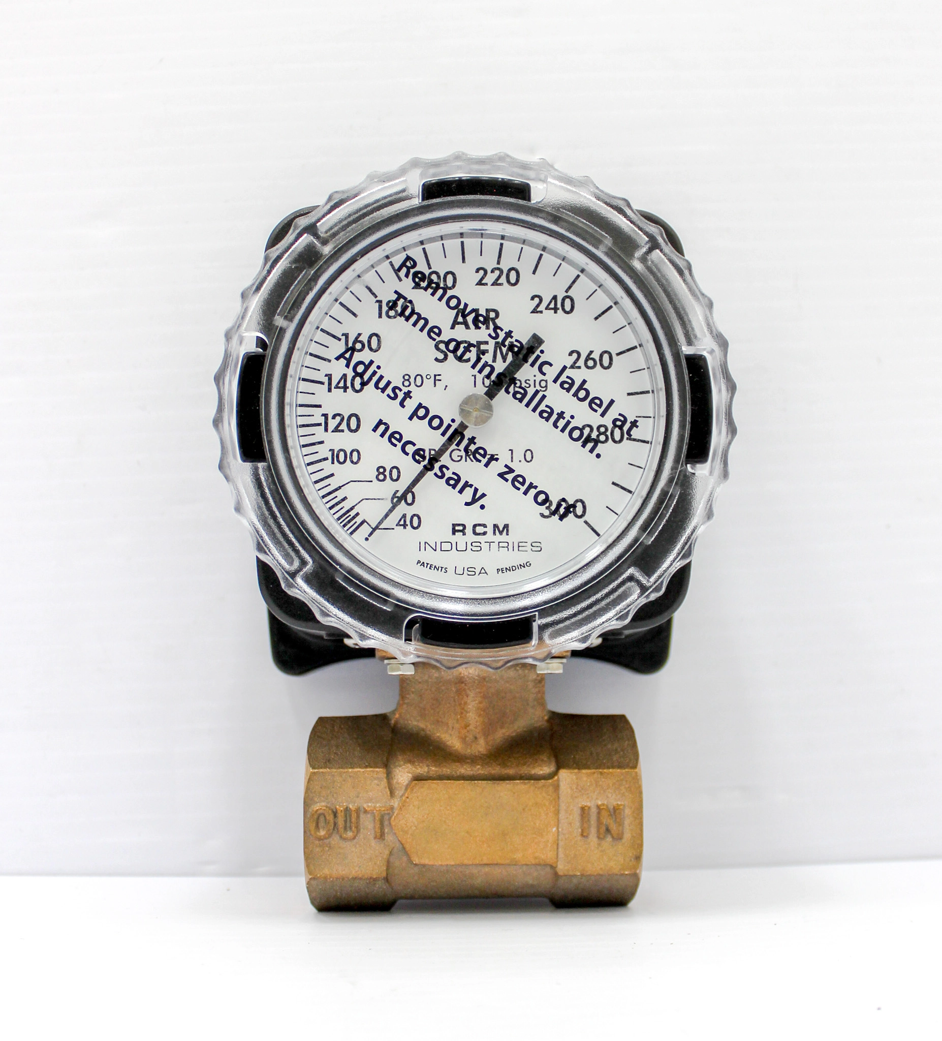 RCM Industries Flo Gage Flowmeter NPT Port 180 Max psi, 3 to 20 GPM, Bronze - 3376499