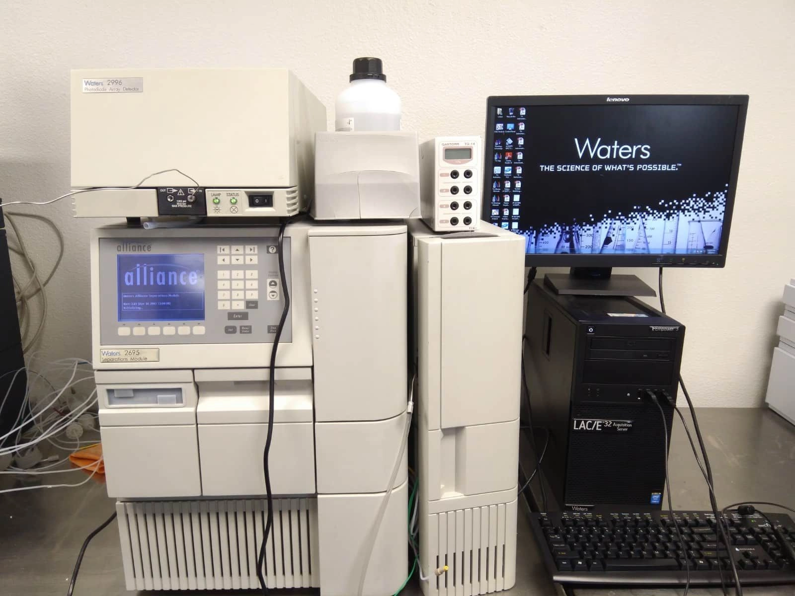 Waters Alliance 2695 HPLC System with Waters 2996 PDA Detector, Column Heater and Software