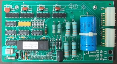 VARIAN CARD, STEPMOTOR CONTROLLER 8035, TP3, SYRINGE EN, TP4, CARRIAGE EN, TP5, CHOP, TP1 GND, TP2 +