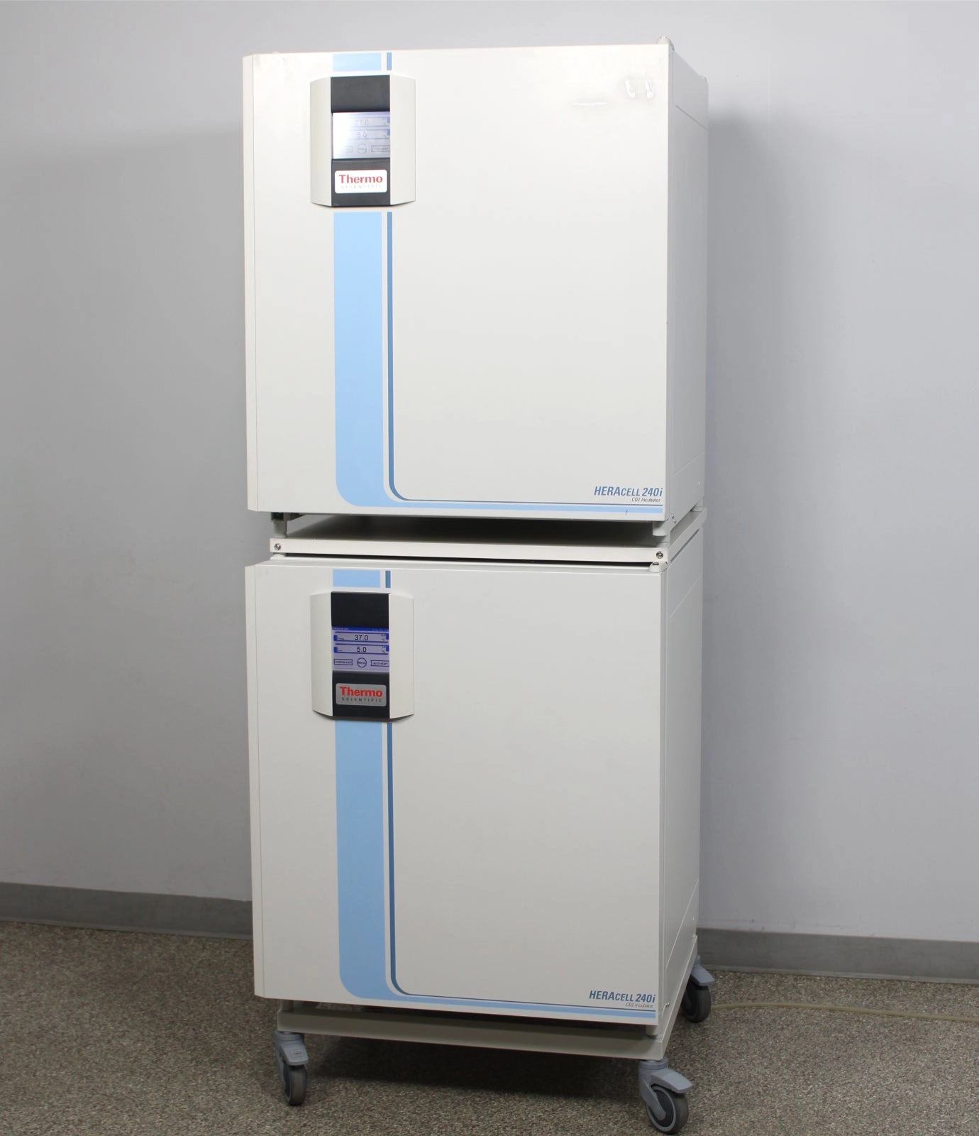 Thermo Scientific HERAcell 240i Double Stacked CO2 Incubators 51026331 w/ Cart