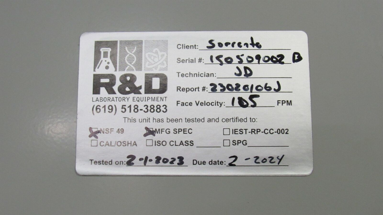 NEAR NEW 48" LABCONCO Logic+ TYPE II A2 Biosafety Cabinet & Stand ...