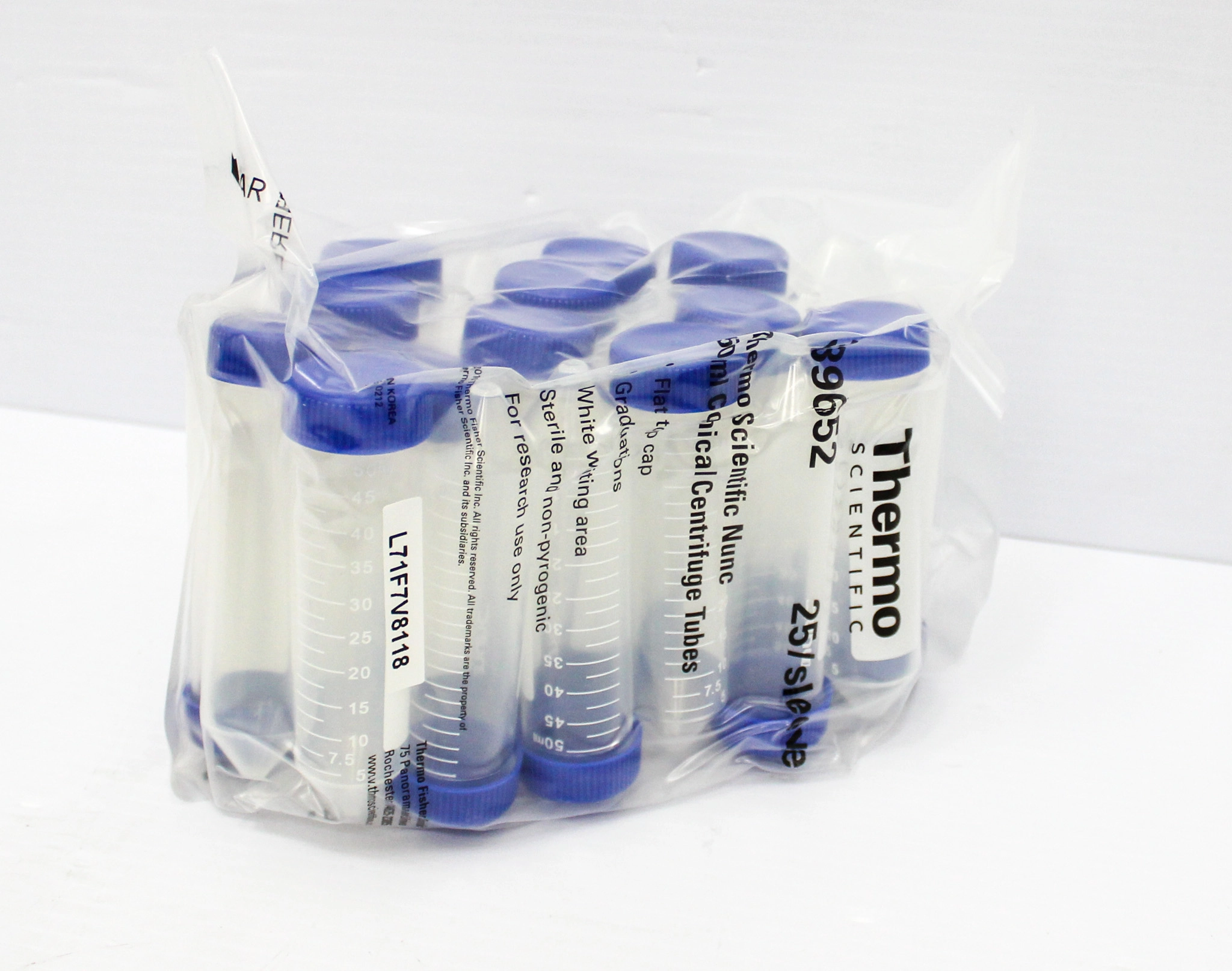 Thermo Scientific Nunc Centrifuge Tube 50ml. 339652 - Conical Sterile Bulk 500 pc. Case - 3376648