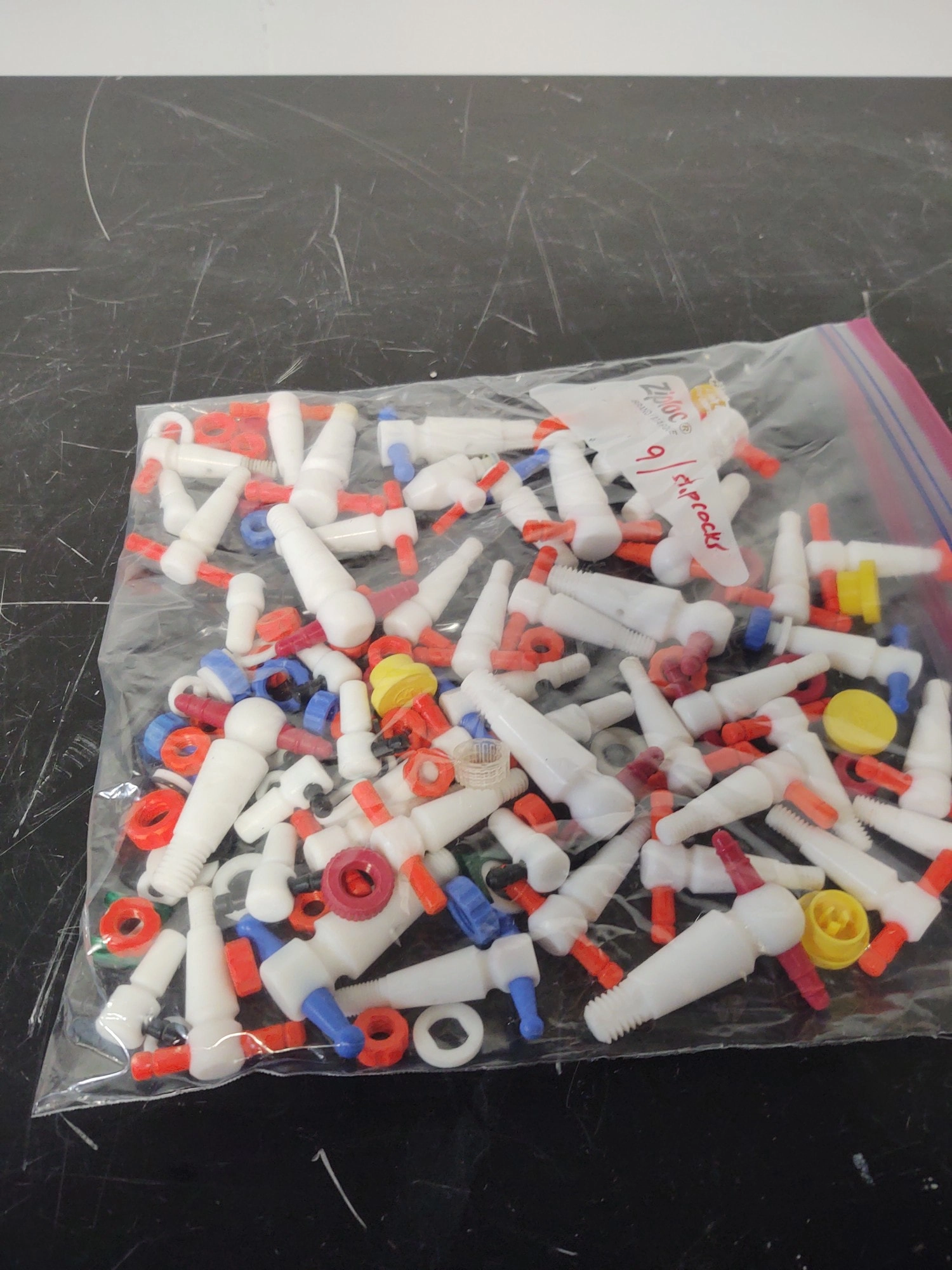 PTFE  Stopcocks - lot of various sizes and parts