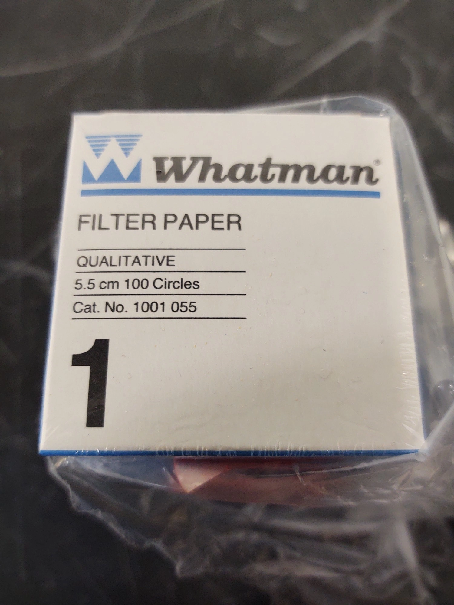 Whatman  FILTER PAPER  5.5 cm (55 mm) #1 QUALITATIVE, 100 circles new Cat# 1001-055, Lot of 5 boxes.