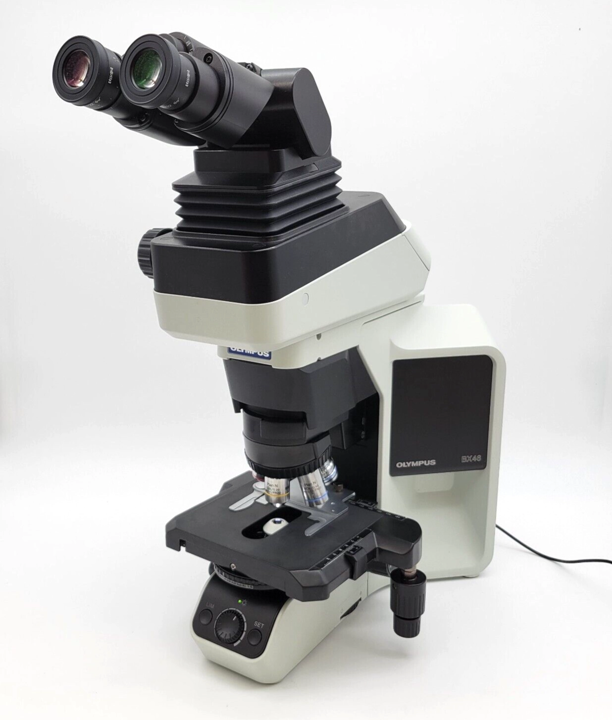 Olympus Microscope BX46 LED with Tilting Lift Ergo Head and 100x Objective