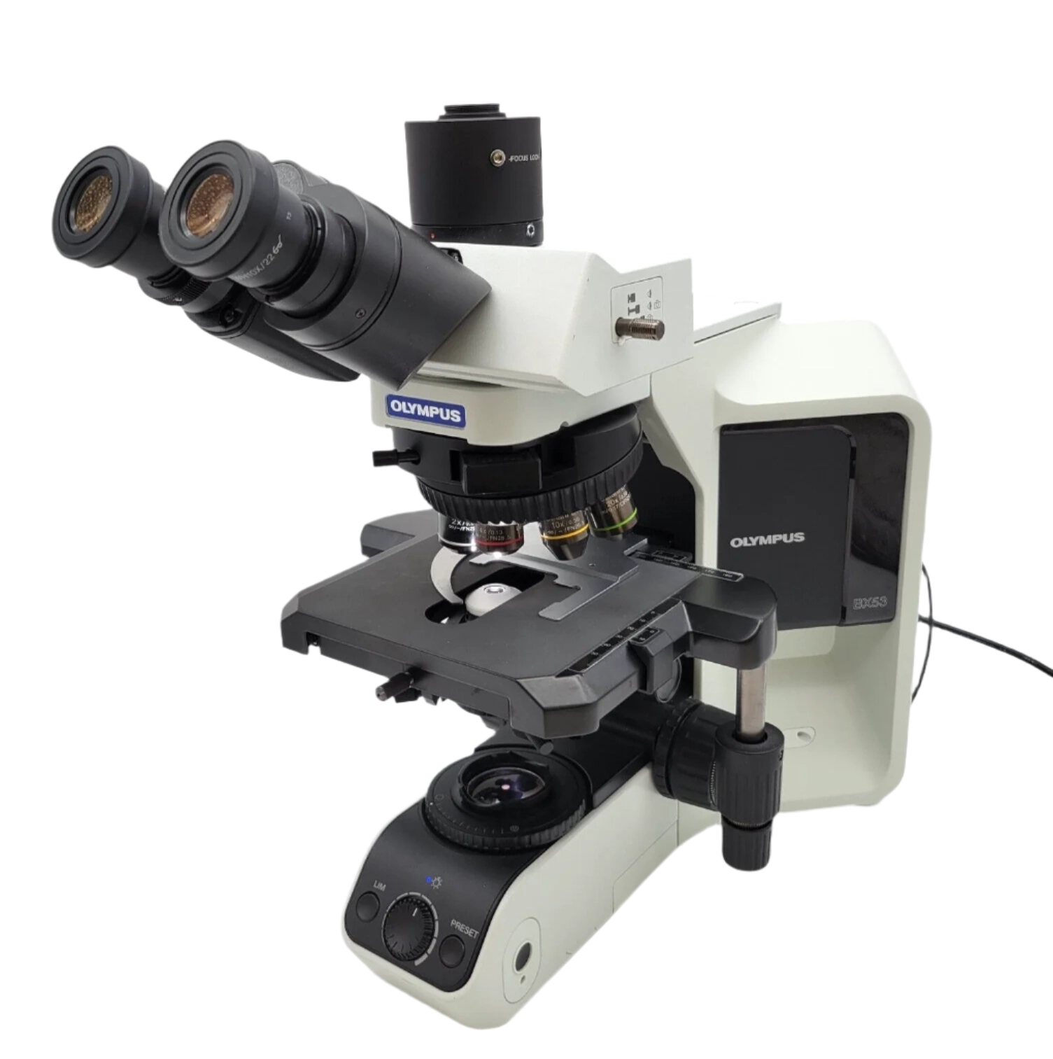 Olympus Microscope BX53 LED with Apo 2x, Fluorites, &amp; Trinocular Head