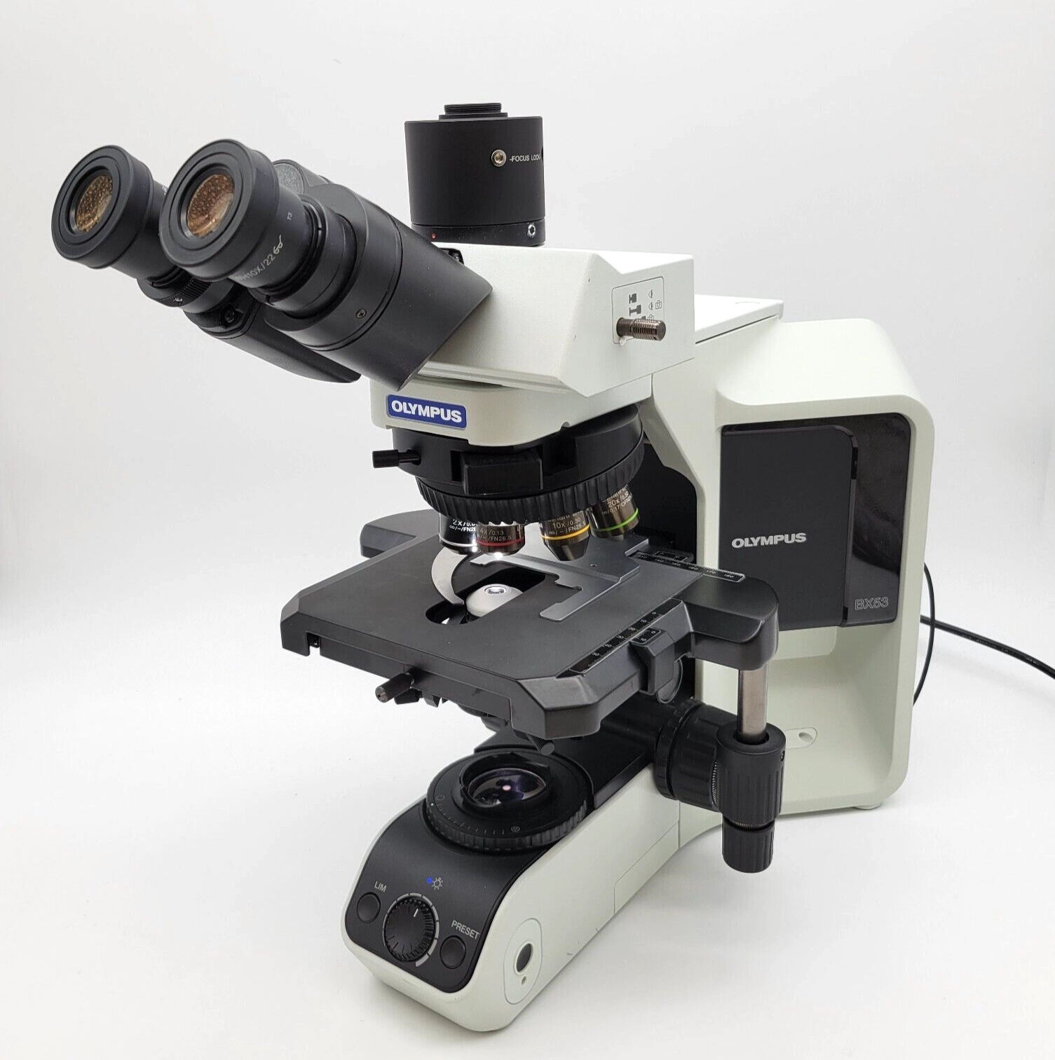 Olympus Microscope BX53 LED with Apo 2x, Fluorites, &amp; Trinocular Head