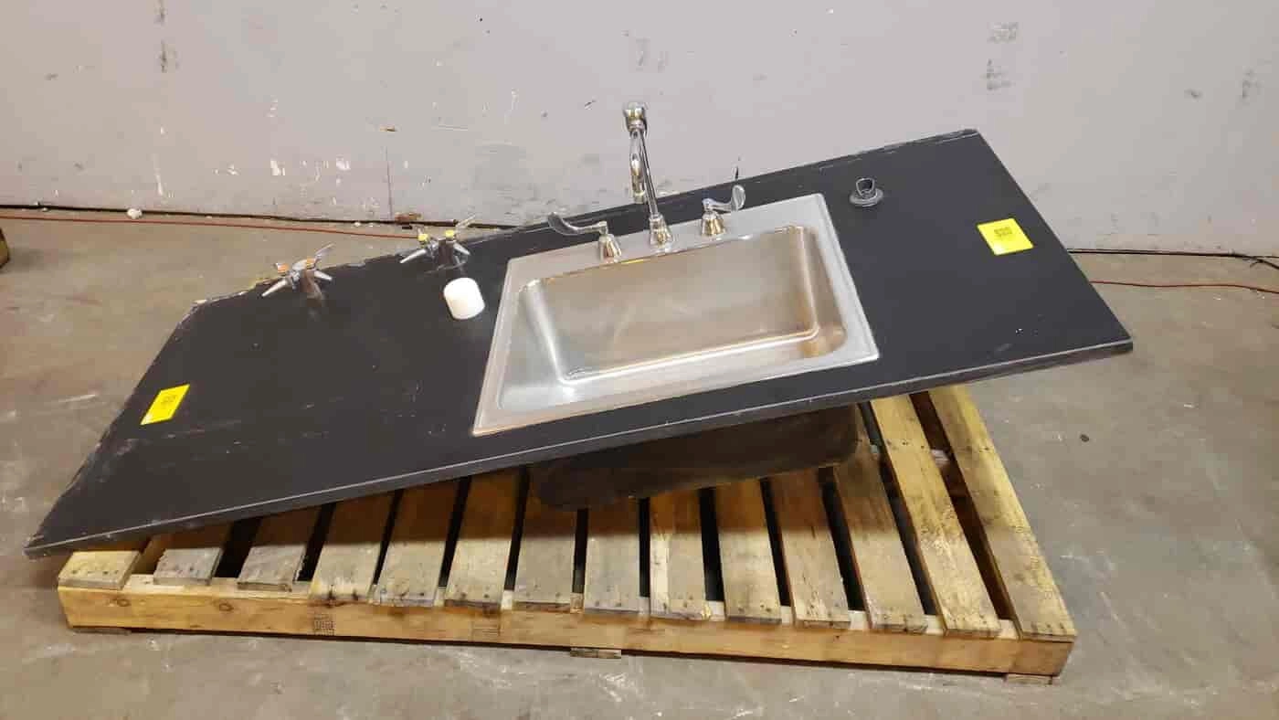 Used 5'7" Epoxy Counter w/ Stainless Steel Sink Basin (SKU: 1582AA)