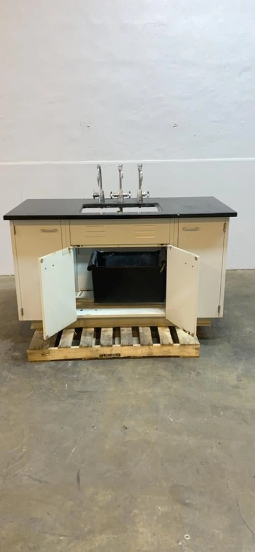 Used 4 Door 62" St Charles Lab Sink Casework Bench 3 Faucets