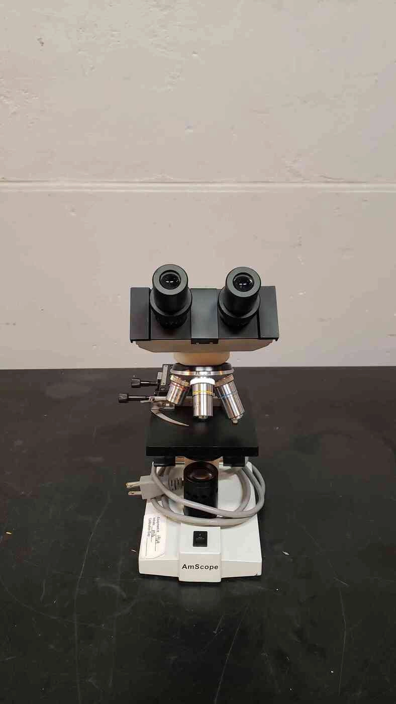 Used 20W Binocular Halogen Microscope and AmScope Microscope Slides BS-50P