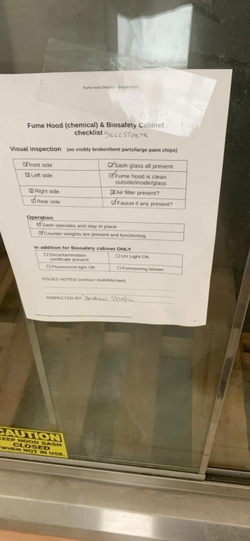 6' Fume Hood Fisher Hamilton SAFEAIRE 2-Way Sash STAINLESS(S6LLST0878)