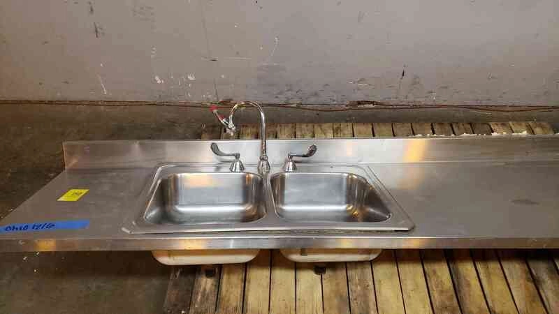 Stainless Steel 10'7" Dual Basin Sink Counter Top (SKU: 2969AA)