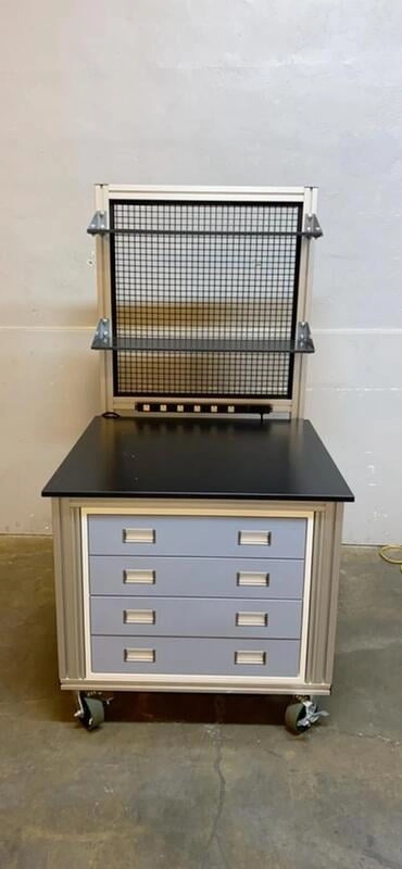 42x40x76� Rolling Lab Table w/ Reagent Shelves &amp; Storage Drawers