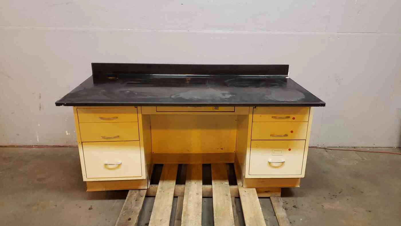 Used 5'6" Kewaunee Lab Desk Epoxy Top Drawers &amp; Cabinets 66"x30x30 (SKU: 2494AA)